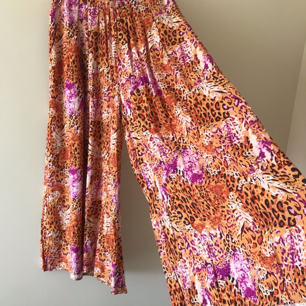 Umgee Cheetah Print Boho Wide Leg Palazzo Pants, NWT - Picture 6 of 16